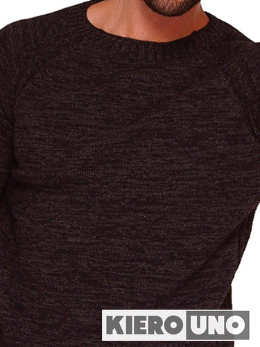 Men's Heathered Round Neck Wool Pullover Sweater Jacket 1