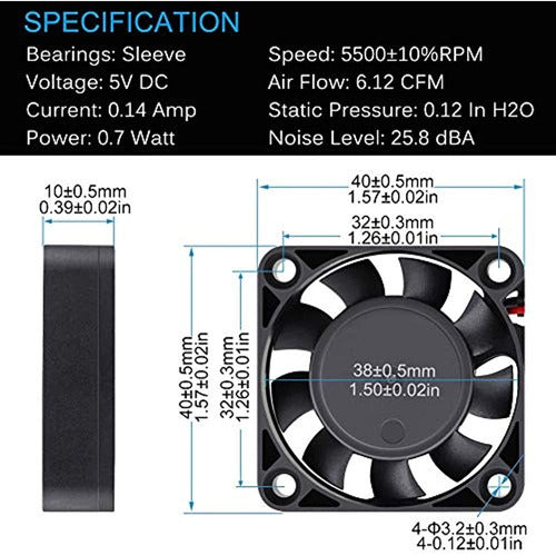 Gdstime Paquete De 2 Ventiladores Usb Silenciosos De 40 Mm, 3