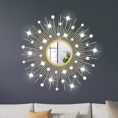 Taolimo Gold Sunburst Mirror Para Decoración De Pared Metal 0