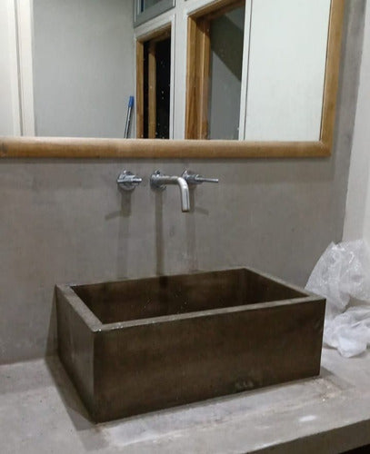 Rectangular Cement Sink with High Solid Lacquer Finish 0