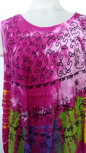 Hindu Batik Embroidered Wide Bias Cut Women's Sun Dress 12