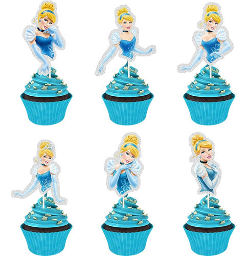 Pack X15 Toppers Para Cupcakes Muffins La Cenicienta 0