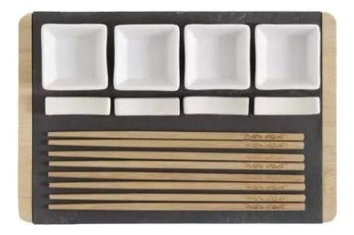 White Sushi Set for 4 Bamboo 32x20 cm 1