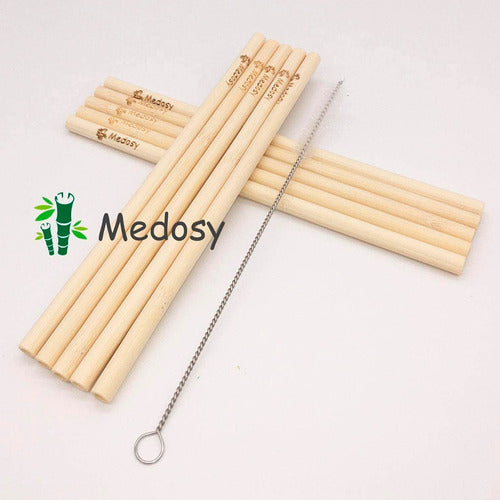 MEDOSY Reusable Bamboo Straws X 10 Un. 20cm - Tecnobox 1