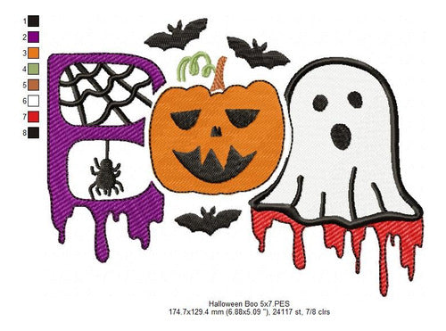 Matriz Para Bordados Maquina Halloween Boo Araña 4147 4