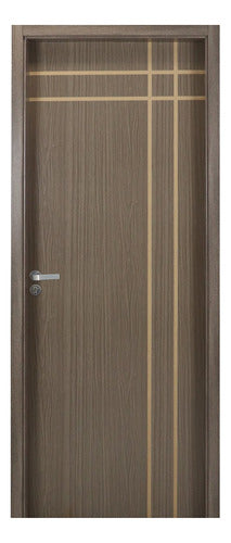 Kit Porta De Madeira Decorada 215x64cm Com Batente De Mdf 0