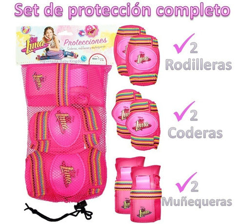 Juego De Protectores Rodilla,muñeca Y Codo Soy Luna Original Combo Set Kit Completo Disney Magic Makers Nuevos Rosados 2