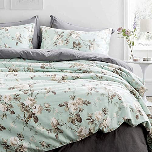 Eikei Home French Country Garden Toile Floral Printed Duvet Cover 0