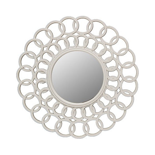 VGO Round Wall Mirror with White Rings 0