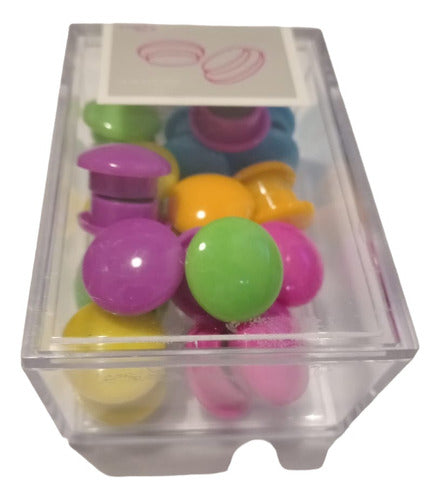 Assorted Round Magnetic Push Pins x 26 + Acrylic Box 0