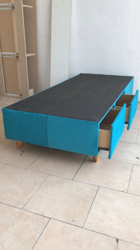 Padded Upholstered Drawer Base in Eco-Leather Single and a Half Bed 0
