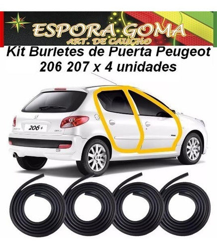 Peugeot Door 206 207 Full Game (4 Units) - Burlete De Puerta Peugeot 206 207 Juego Completo (4Unidades)