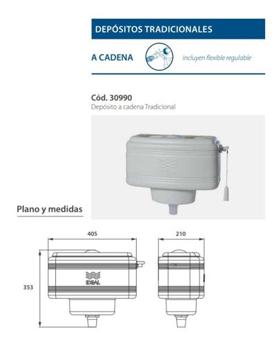 Depósito Mochila Inodoro Ideal Colgar Con Cadena 12l Blanca 2