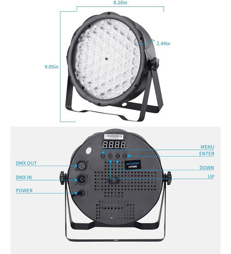 Betopper Stage Lights 60 LED DJ Light Slim Party Light RGB 3-en-1 Strobe 2-4-7 CH DMX Sound Activate 1