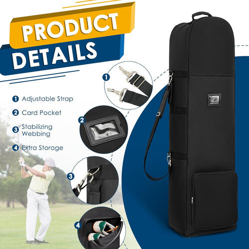 Darekuku Black Golf Travel Bag with Detachable Straps 4