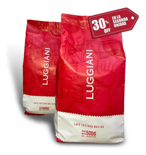 Luggiani Rosso Ground Medium Roast Coffee - 2 x 500g 0