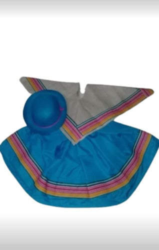 Pollera Turqueza With Triangular Poncho Arpillera Sombrero/Coya 0