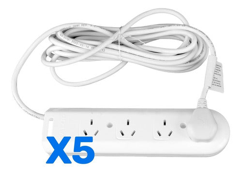 Power Strip Extension Cord IRAM 4 Outlets 5m Kalop Pack of 5 1
