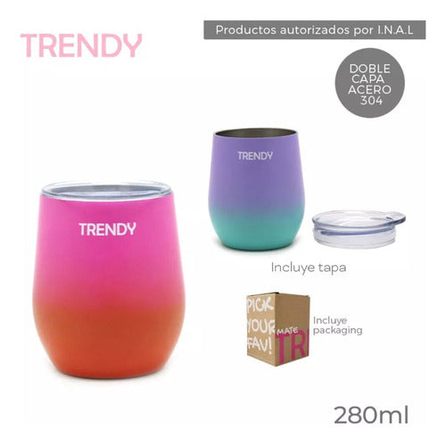 Mate Trendy Thermal Stainless Steel With Colors Lid - Mate Trendy Acero Inoxidable Térmico Con Tapa Colores