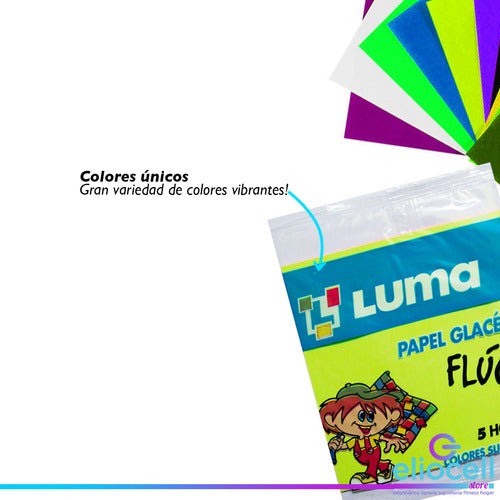 Papel Glace Glase Fluo 10x10cm Luma Sobre X5 Hojas 3