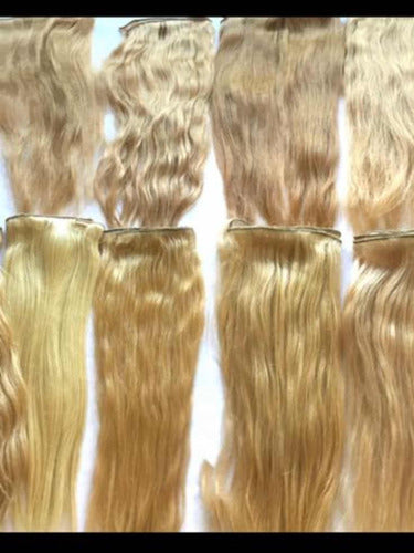 Set of 2 Natural Hair Curtain Extensions 50cm x 20cm Microclip Attachment 0