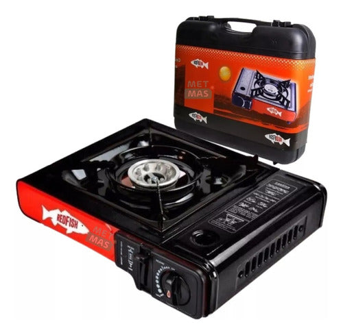 Red Fish Portable Butane Gas Camping Stove + Case 0