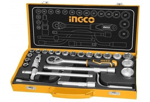 Ingco 24-Piece 1/2" Drive Socket Set with Ratchet & Case 0