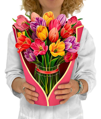 Tarjeta 3d Flores Agradecimientos Saludos Día Enamorados 0