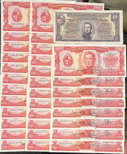 Billete Uruguay 1 ,10, 100 Y 0,5 Peso Antiguo 57 Billetes 0