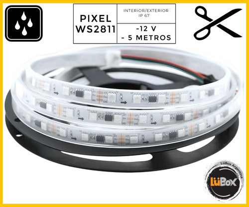 Kit LED Pixel Strip WS2811 5050 12V 5 Meters 60 Led/m RGB IP67 2