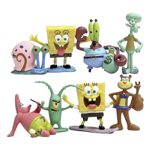 Acuaworld Pack Personajes Bob Esponja Amigos X8 Adorno Pecera Acuario 0