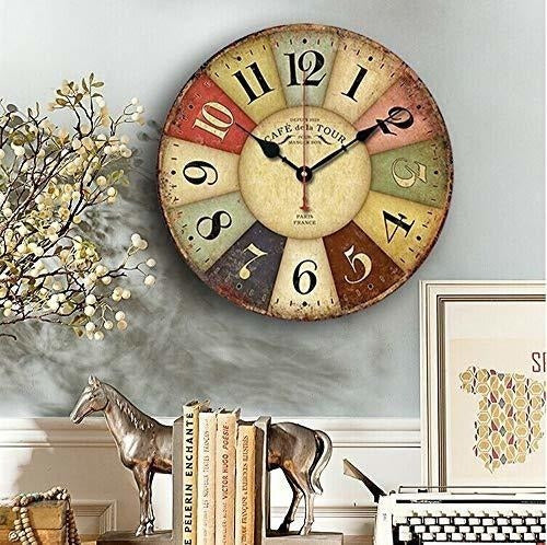 Qukueoy Retro Wooden Wall Clock Farmhouse Decor 2