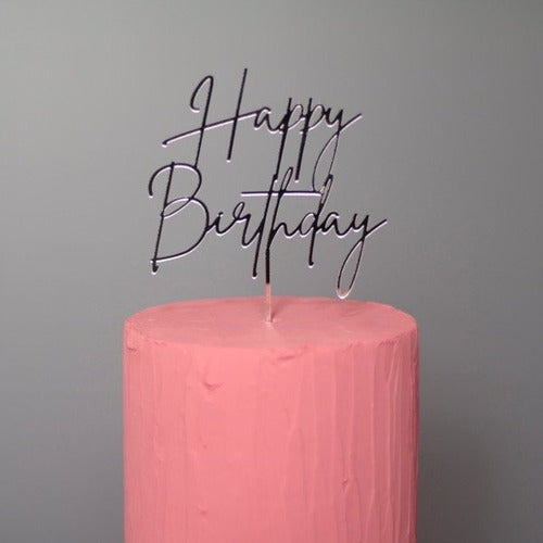 MUNI PARTY Cake Topper Happy Birthday CT108 Plata 14cm 0