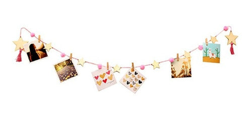Strip with Pom Poms and Wooden Clips (POM001) 0