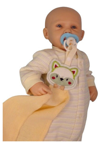 Plush Comfort Blanket with Pacifier Holder and Bib Animal Friend 2