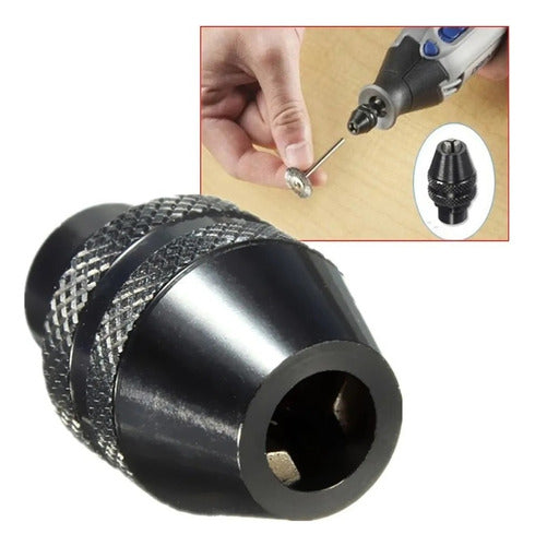 Black Adjustable Chuck for Mini Grinder 0.3 to 3.2mm with 7mm Hex 2