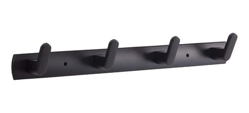 Ninegridisland 4 Wall-Mounted Black Matte Towel Hooks in Stainless Steel 0