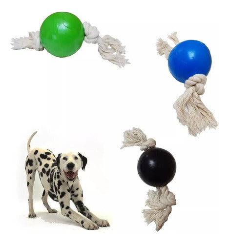 Shopfinity Solid Rubber Ball with Rope Dog Chew Toy 0