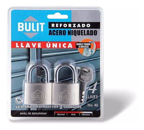 Candados Bulit Set 2 Piezas 40 Mm Igual Llave  -ynter Indust 0