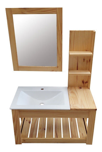 70cm Hanging Wood Vanity with Basin and Mirror - Free Shipping 1