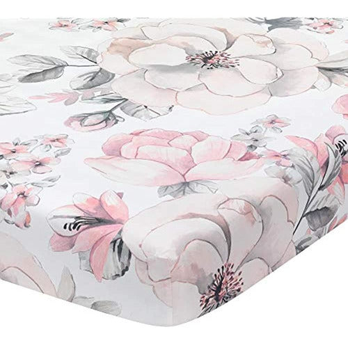 Lambs & Ivy Signature Botanical Baby Watercolor Floral Cotton Crib Sheet 0