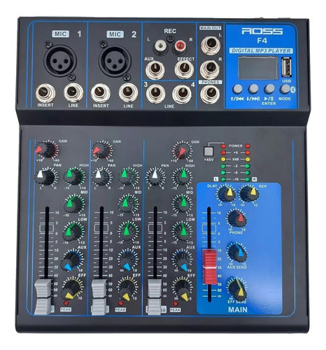 Ross Mixer F-4 5 Channels With Bluetooth + USB Player 0