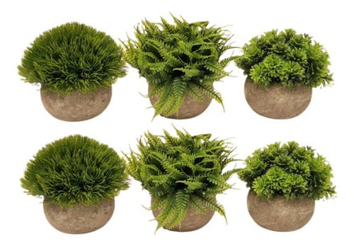 LDN Cement Planters with Artificial Plant Set of 6 10x10x12 cm 0