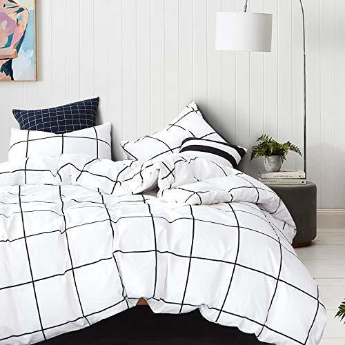 Wellboo White Checkered Quilt Set Bedding 3