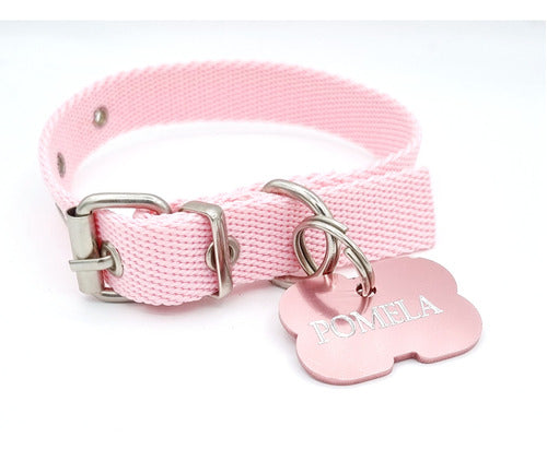 Pink Dog Tags + Pink Collar 2*45cm 0