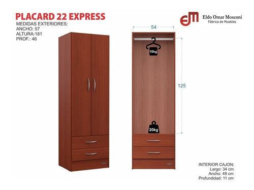 Placard 2 Doors 2 Drawers Coated in Chocolate 55976 Luico 3