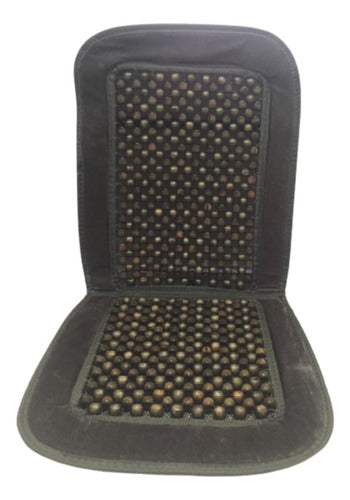 Seat Cover with Wooden Bead Massager Black Corduroy Relaxing Wood 0