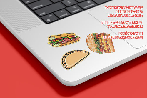 Pack Stickers Fast Food Postres Pizza Burguer Calcos Apum 2