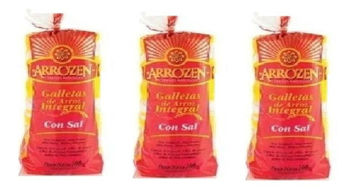 Natuzen/Arrozen Rice Crackers Pack X 3 with Salt Natuzen/Arrozen X 100g 0