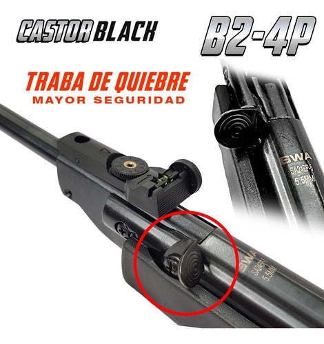 Castor Black B2-4P 5.5 mm Air Rifle with Padded Case Combo 1